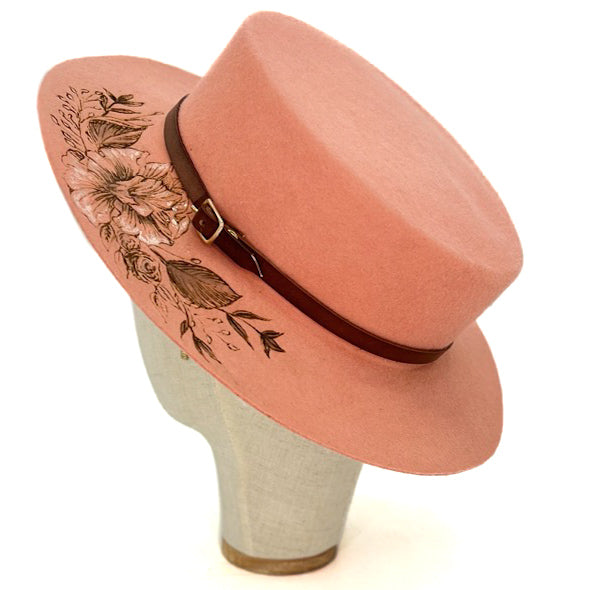 Cappello Fleurs Brûlées a Falda Stretta Rosa Salmone