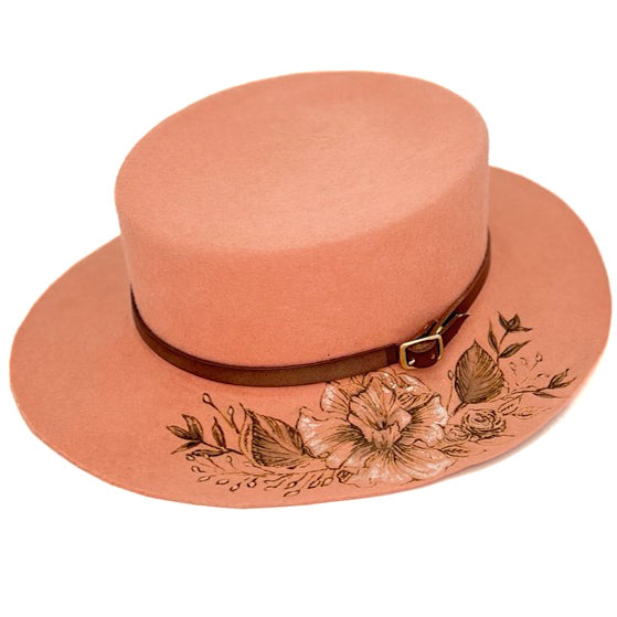 Cappello Fleurs Brûlées a Falda Stretta Rosa Salmone