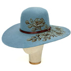 Cappello Fleurs Brûlées a Falda Larga Azzurro