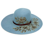 Cappello Fleurs Brûlées a Falda Larga Azzurro