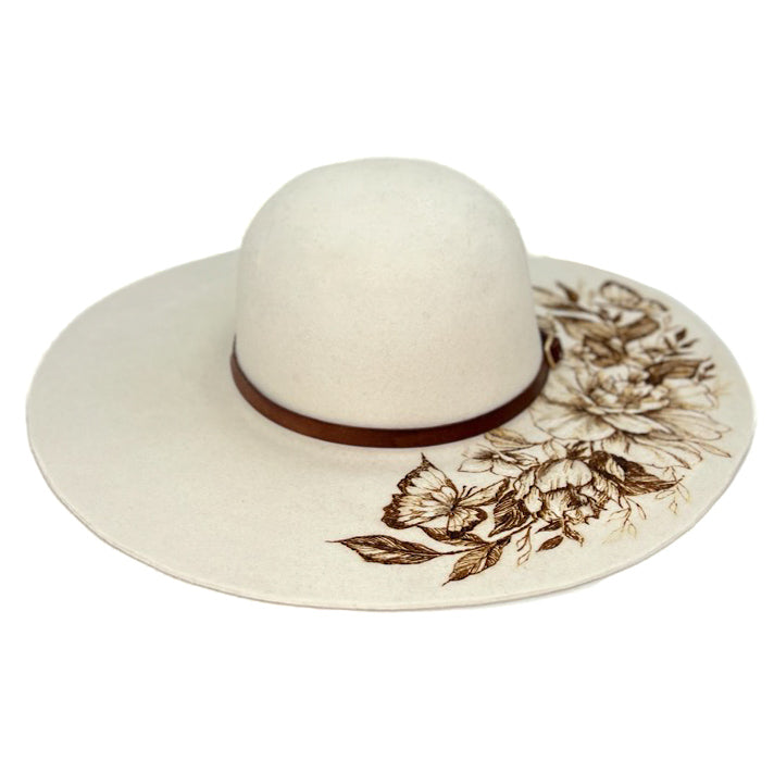Cappello Fleurs Brûlées a Falda Larga Bianco