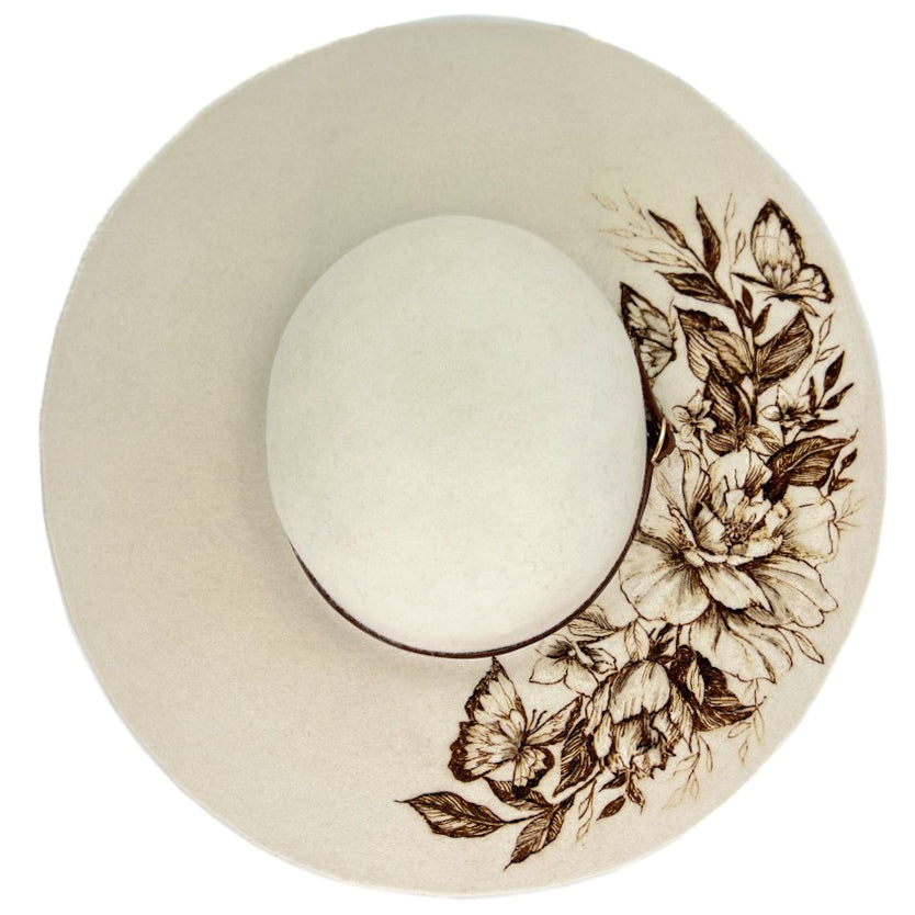 Cappello Fleurs Brûlées a Falda Larga Bianco