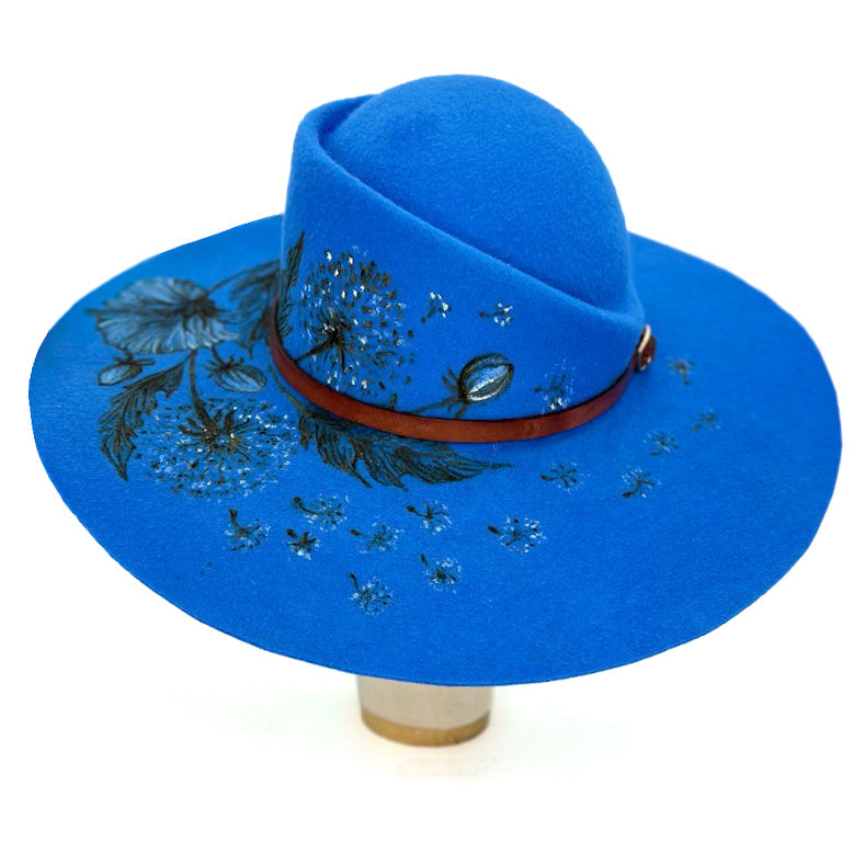 Cappello Fleurs Brûlées a Falda Larga Blu