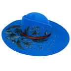 Cappello Fleurs Brûlées a Falda Larga Blu
