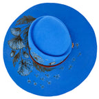 Cappello Fleurs Brûlées a Falda Larga Blu