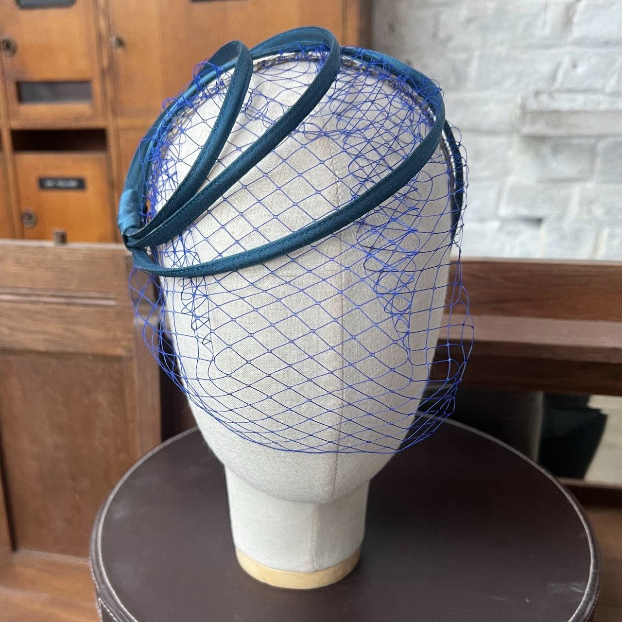 Cerchietto Ana in Raso Blu Ottanio