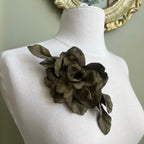 Smoky Khaki Gardenia in Genuine Leather