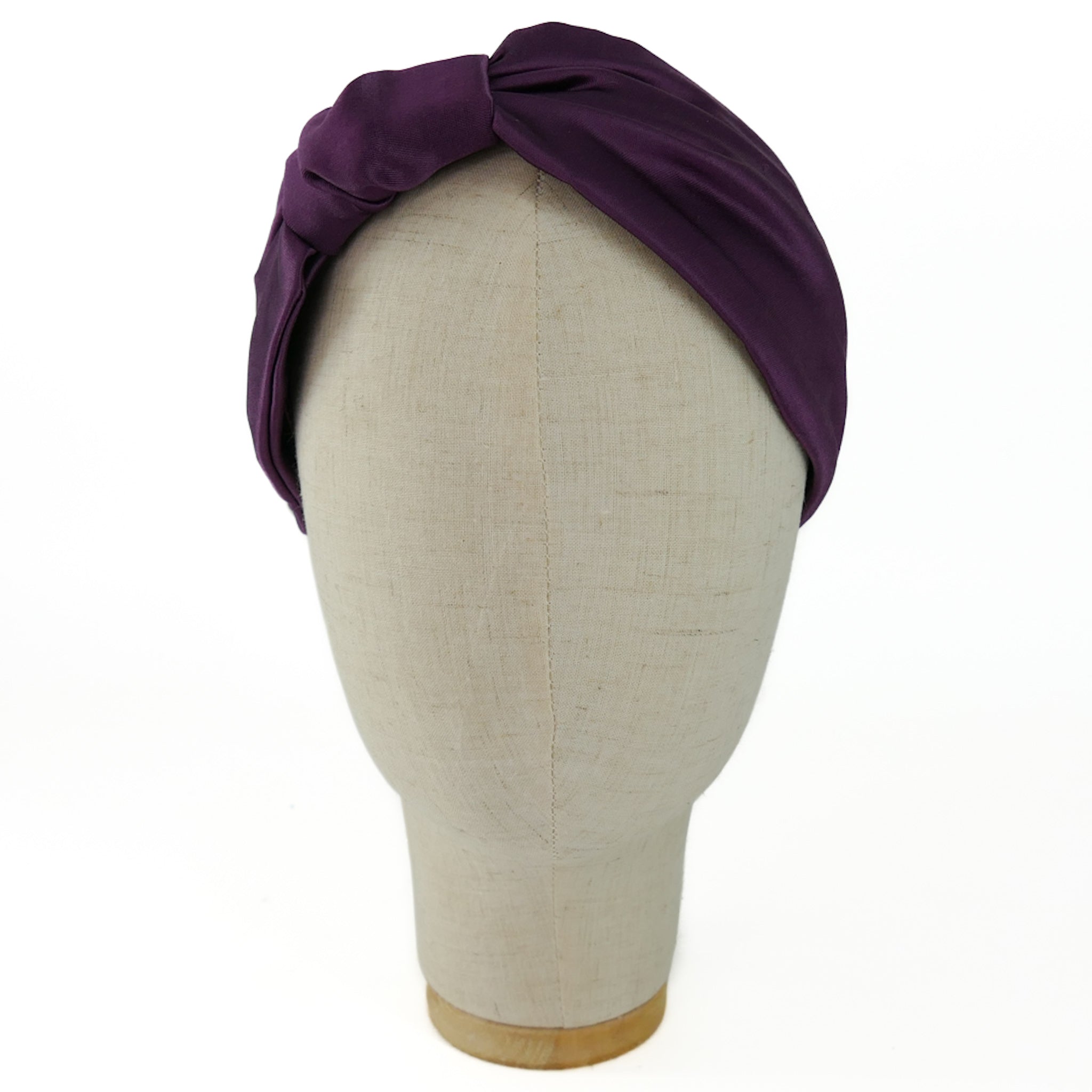 Serre-tête Vivien en satin violet aubergine