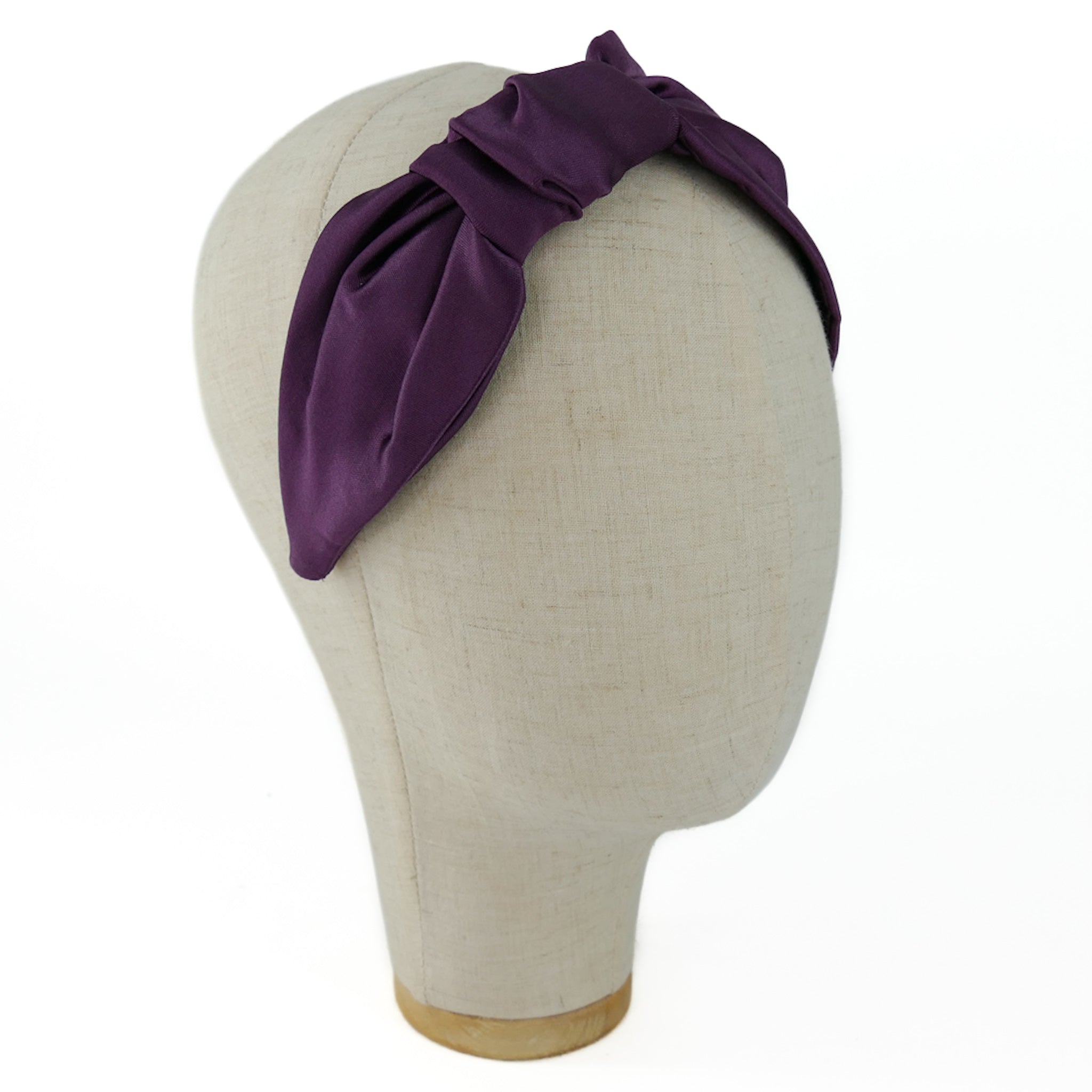 Serre-tête Vivien en satin violet aubergine