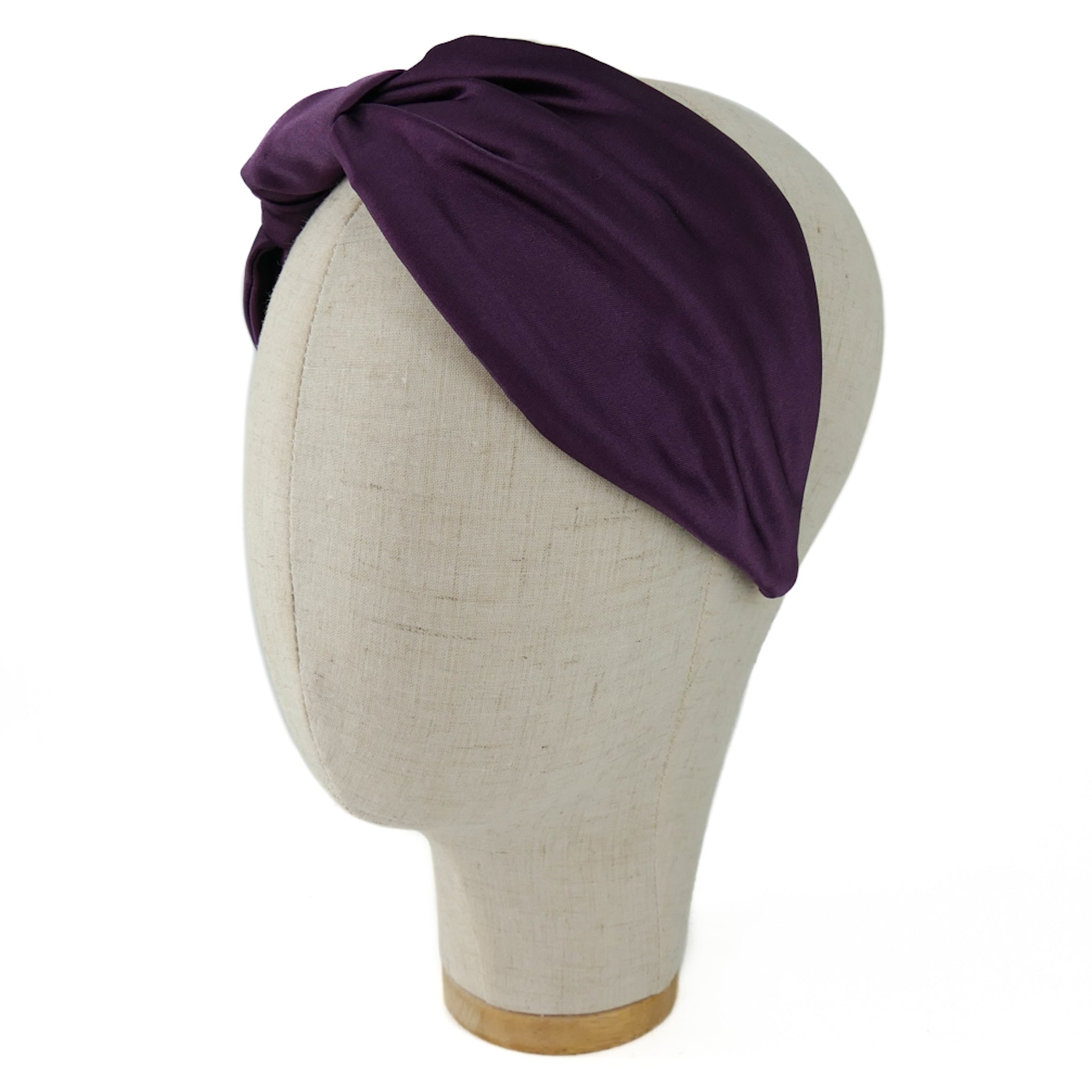 Serre-tête Vivien en satin violet aubergine