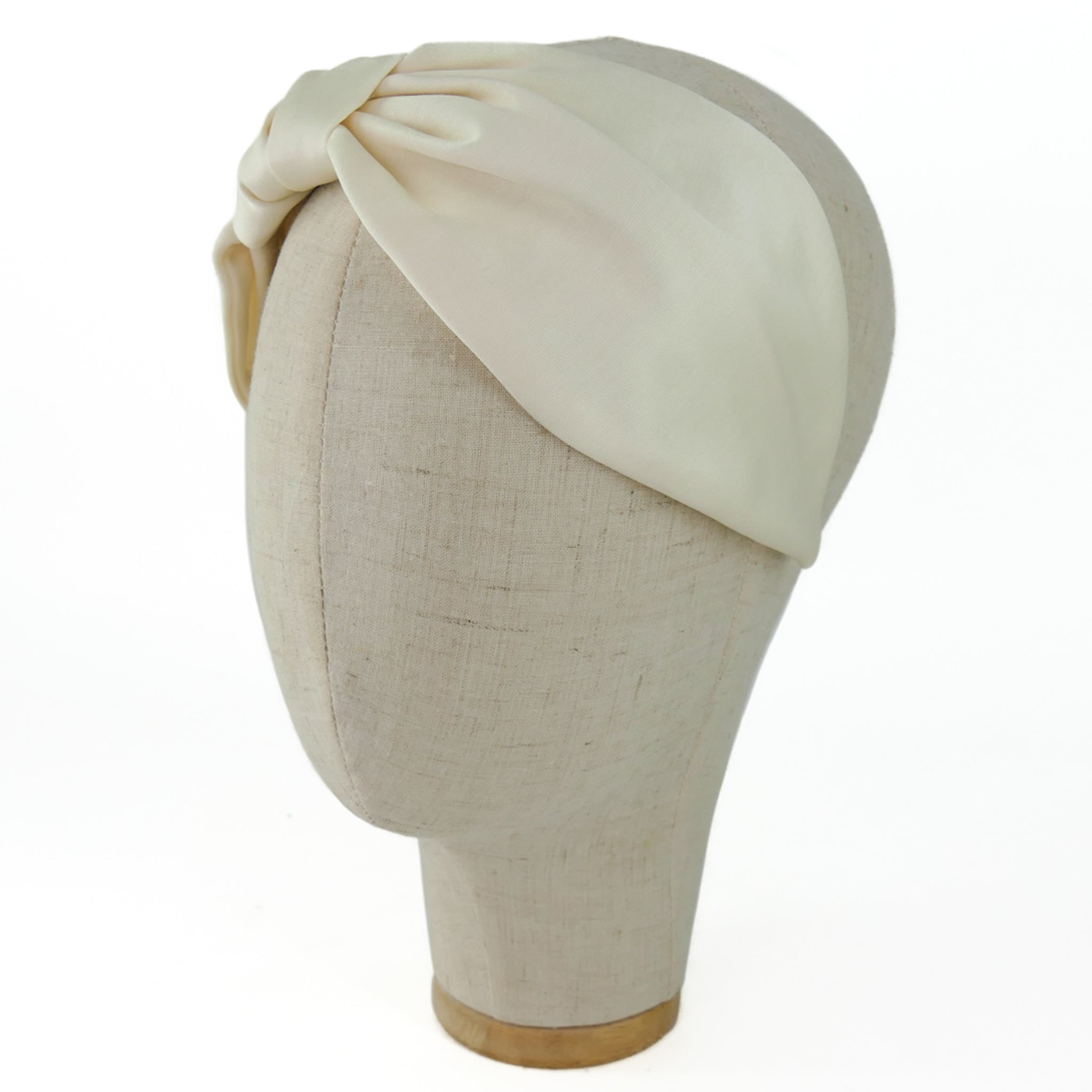 Serre-tête Vivien en satin blanc naturel