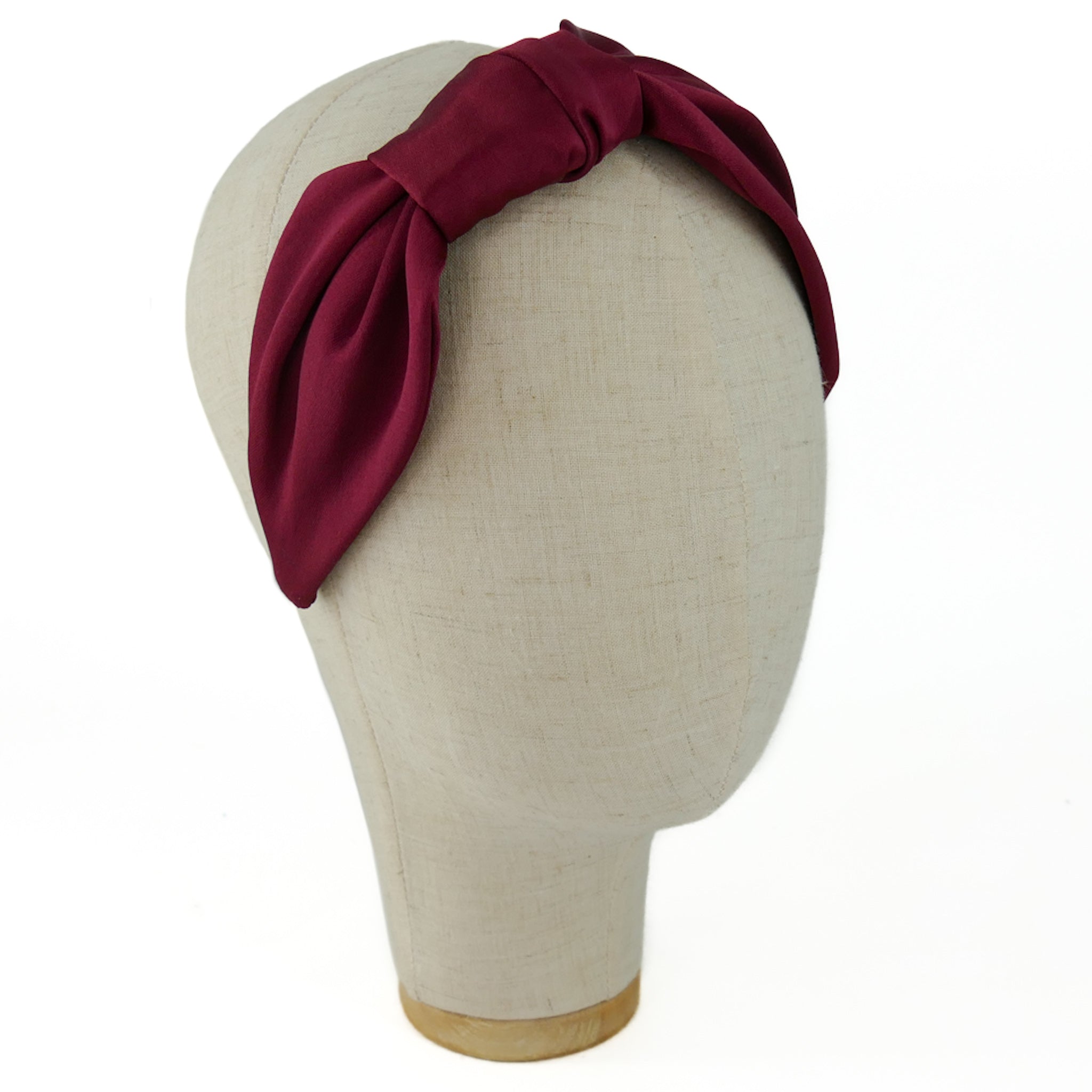 Serre-tête Vivien en satin bordeaux