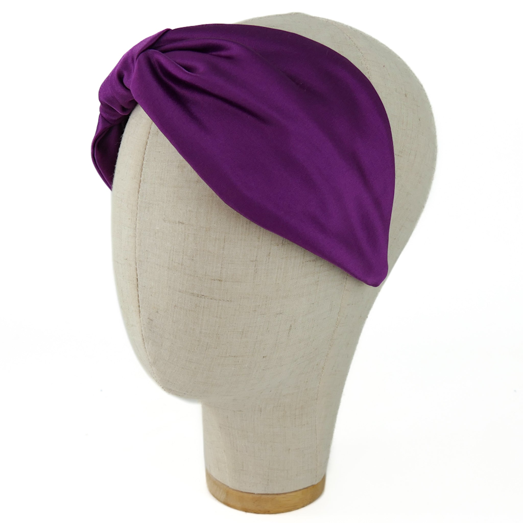 Serre-tête Vivien en satin cyclamen