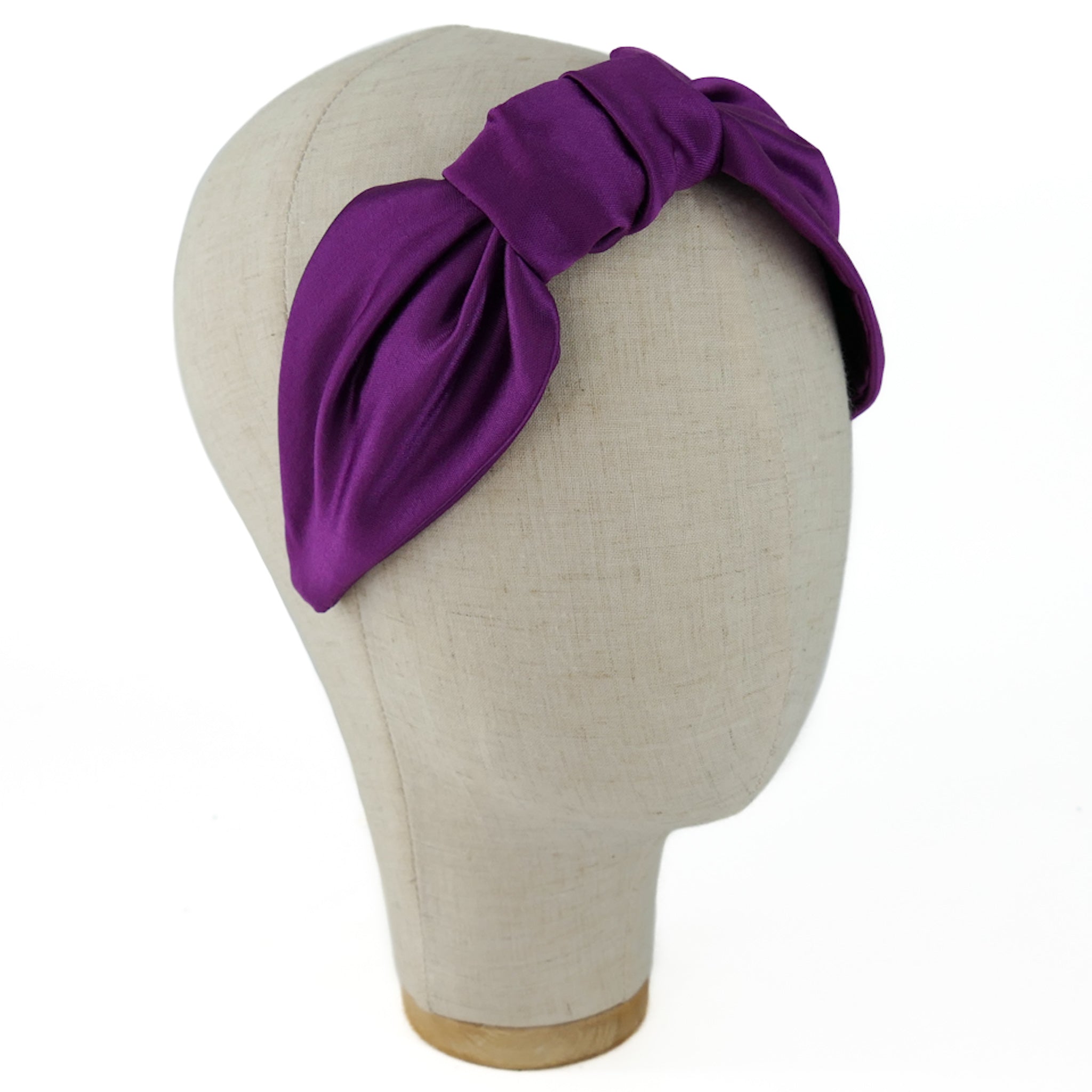 Serre-tête Vivien en satin cyclamen