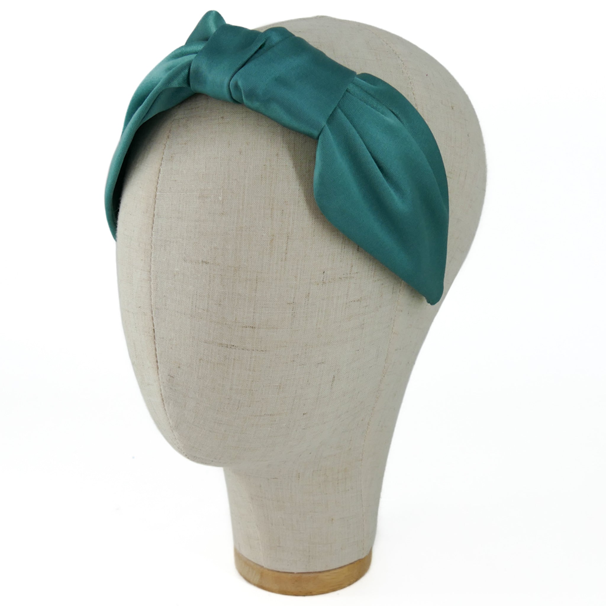 Serre-tête Vivien en satin aigue-marine