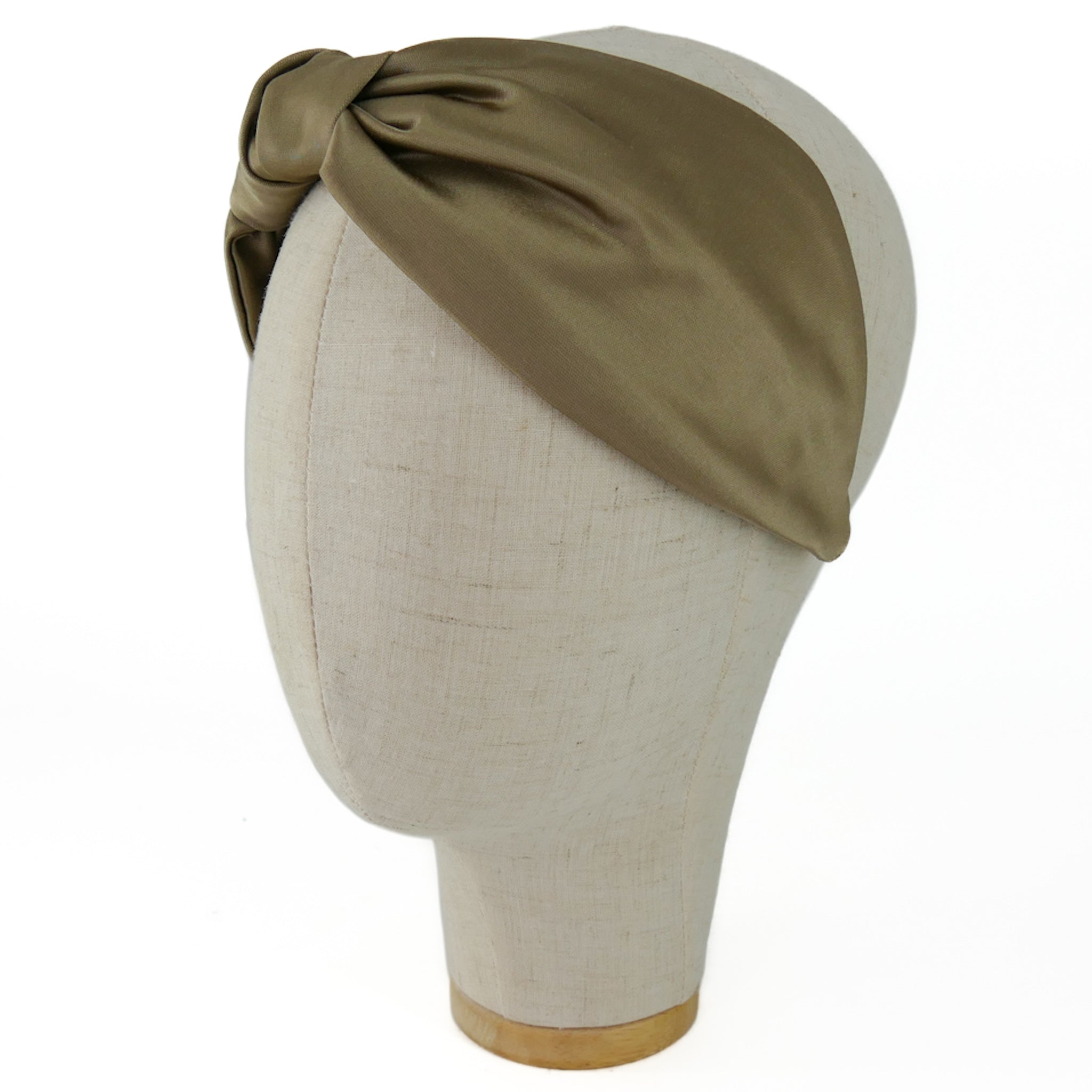 Serre-tête Vivien en satin beige foncé