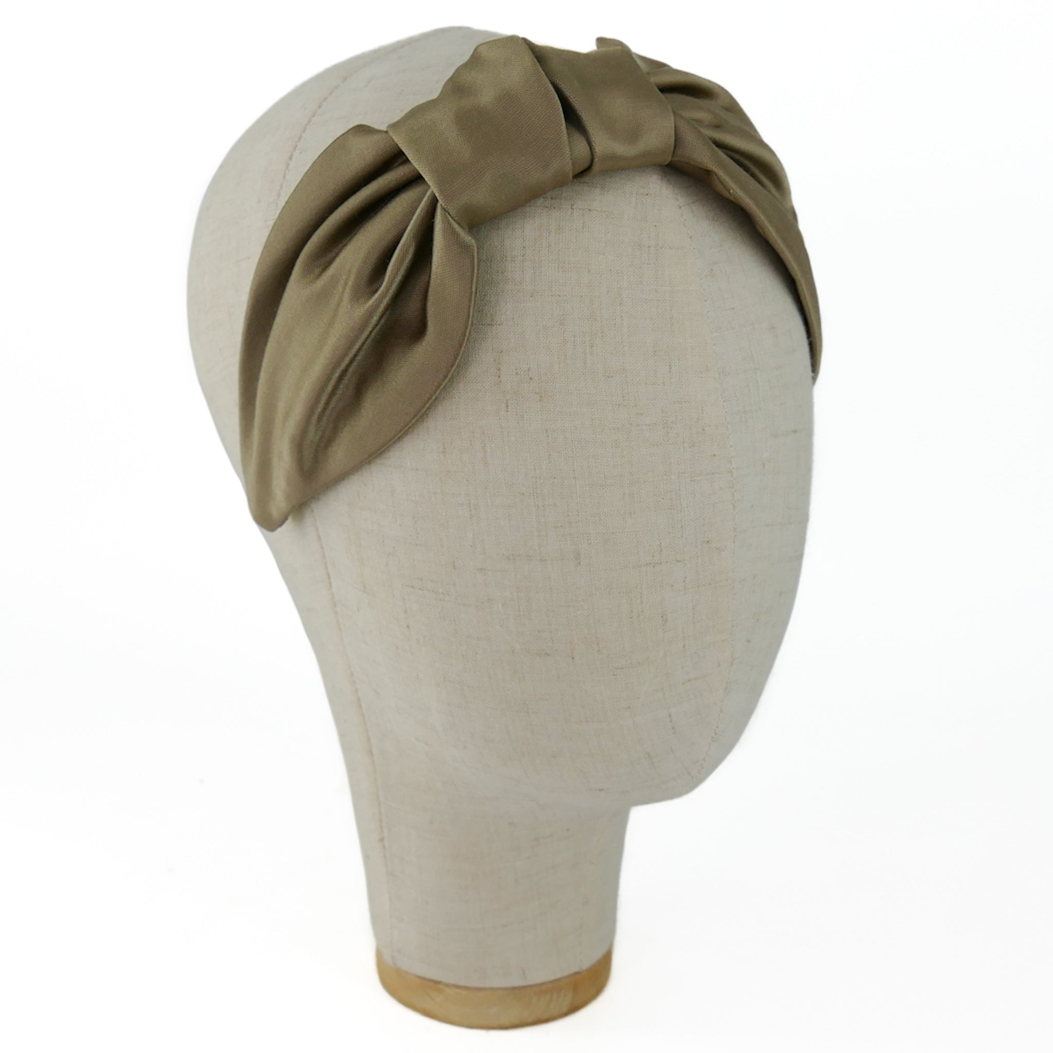 Serre-tête Vivien en satin beige foncé