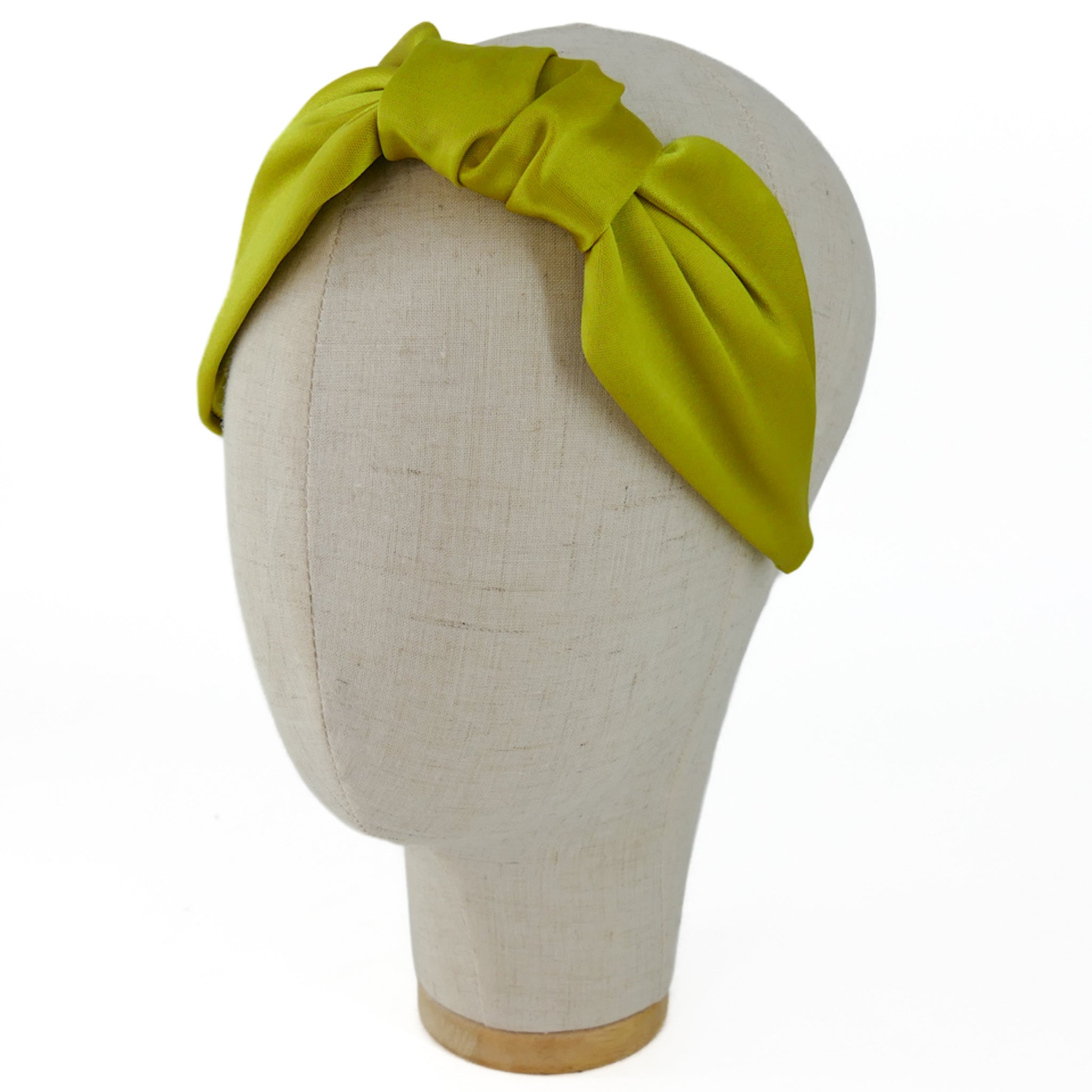 Serre-tête Vivien en satin vert citron