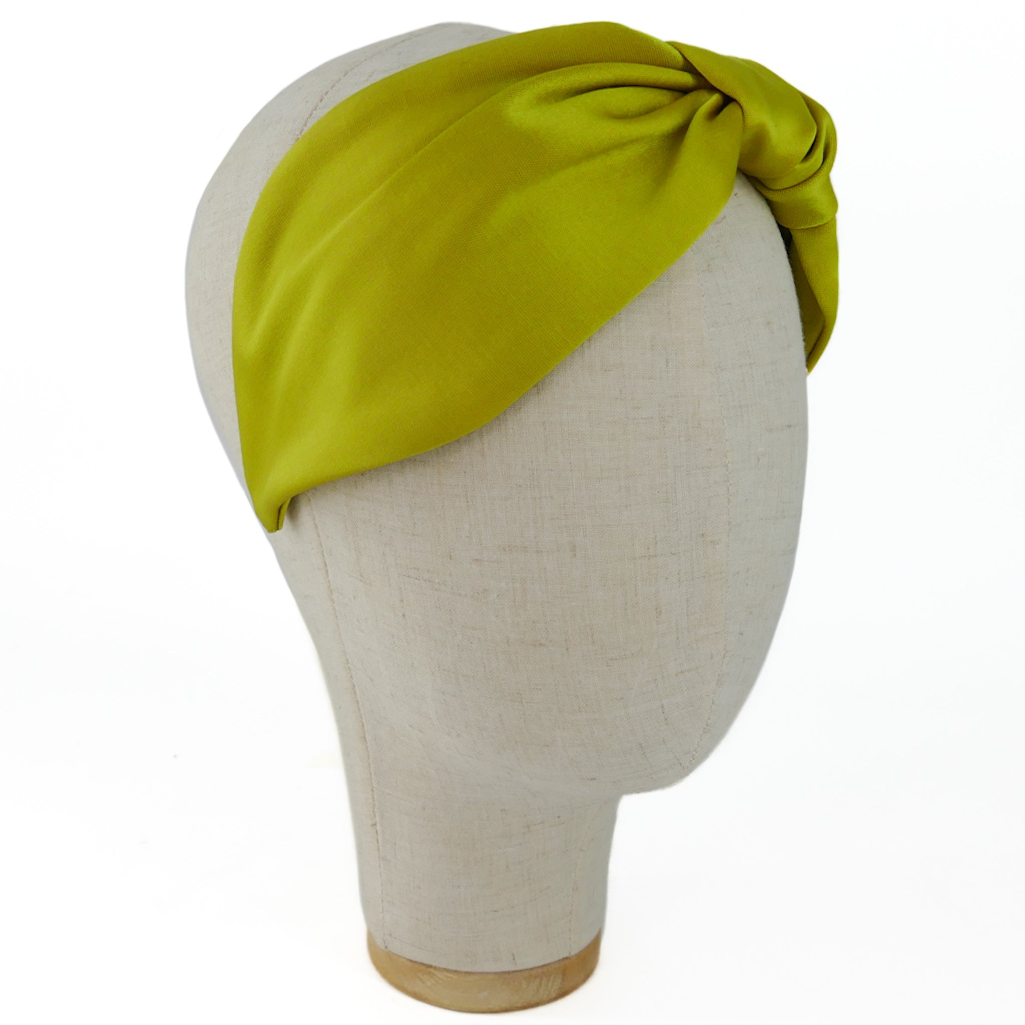 Serre-tête Vivien en satin vert citron