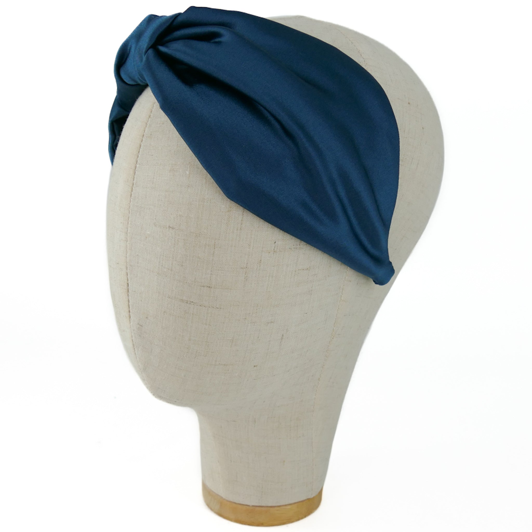Serre-tête Vivien en satin bleu sarcelle