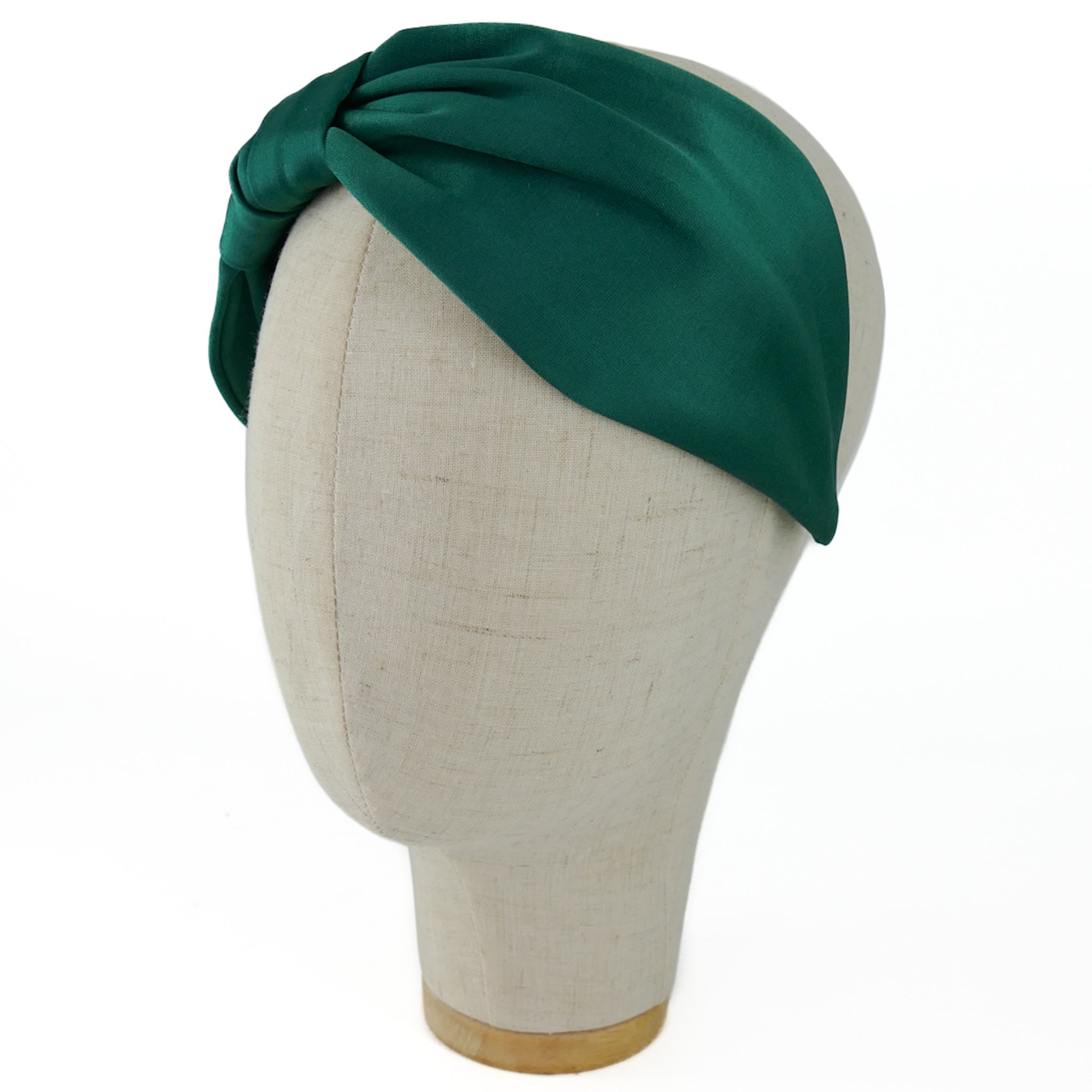 Serre-tête Vivien en satin vert émeraude
