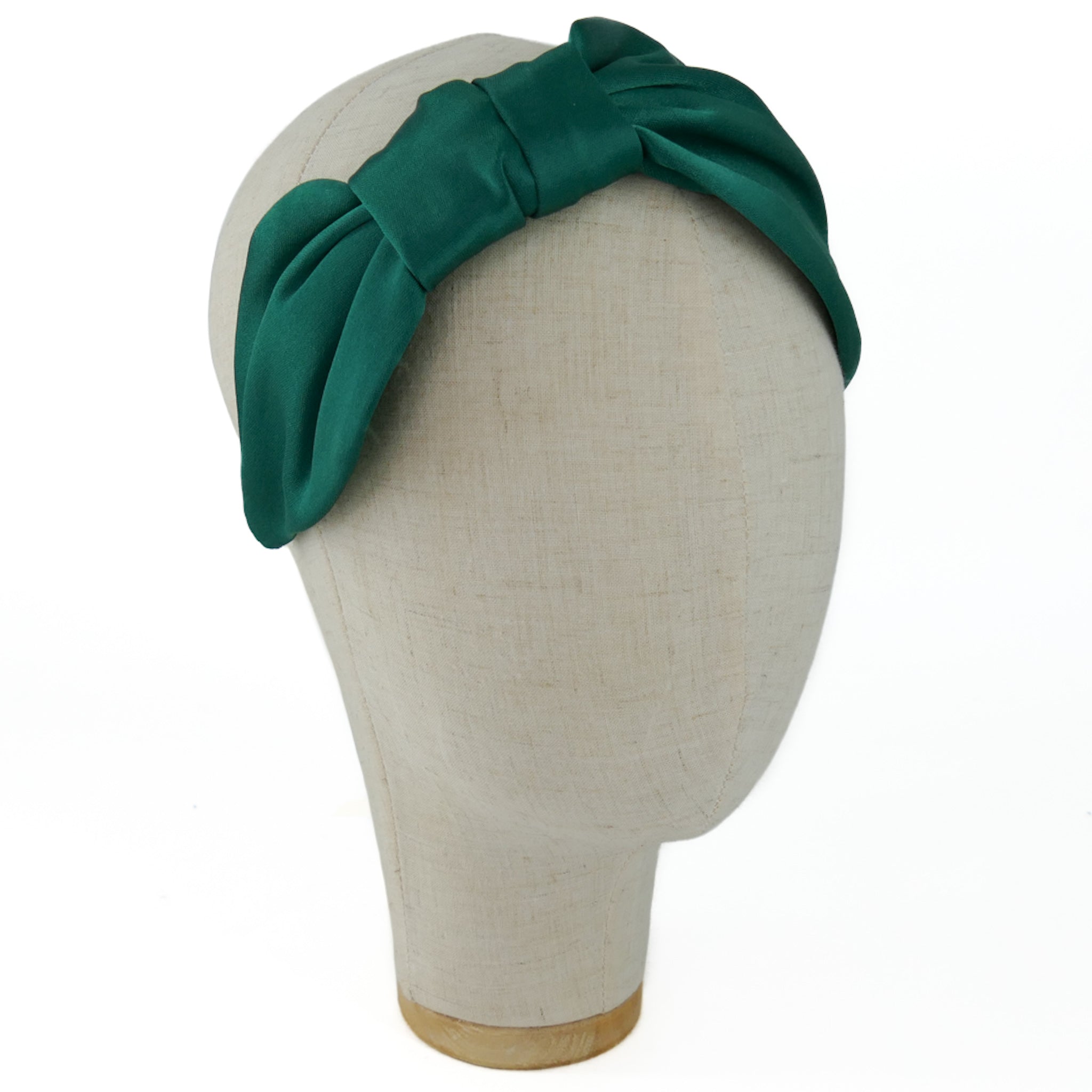 Serre-tête Vivien en satin vert émeraude