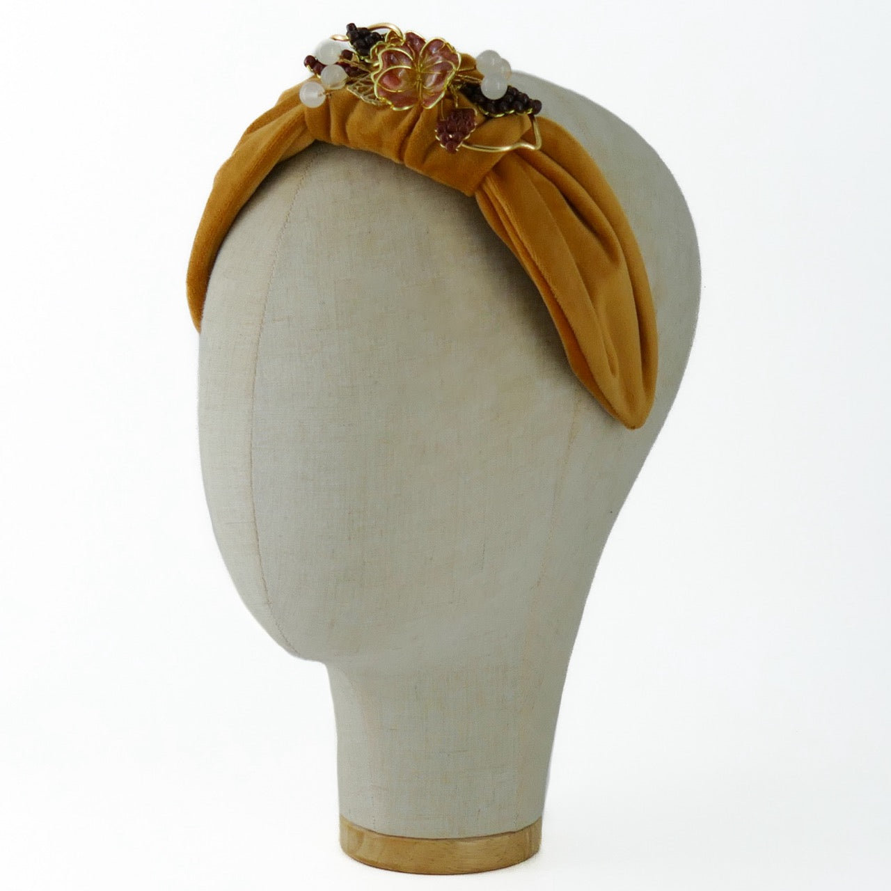 Cerchietto Liberty Vivien in Velluto Arancione Zucca