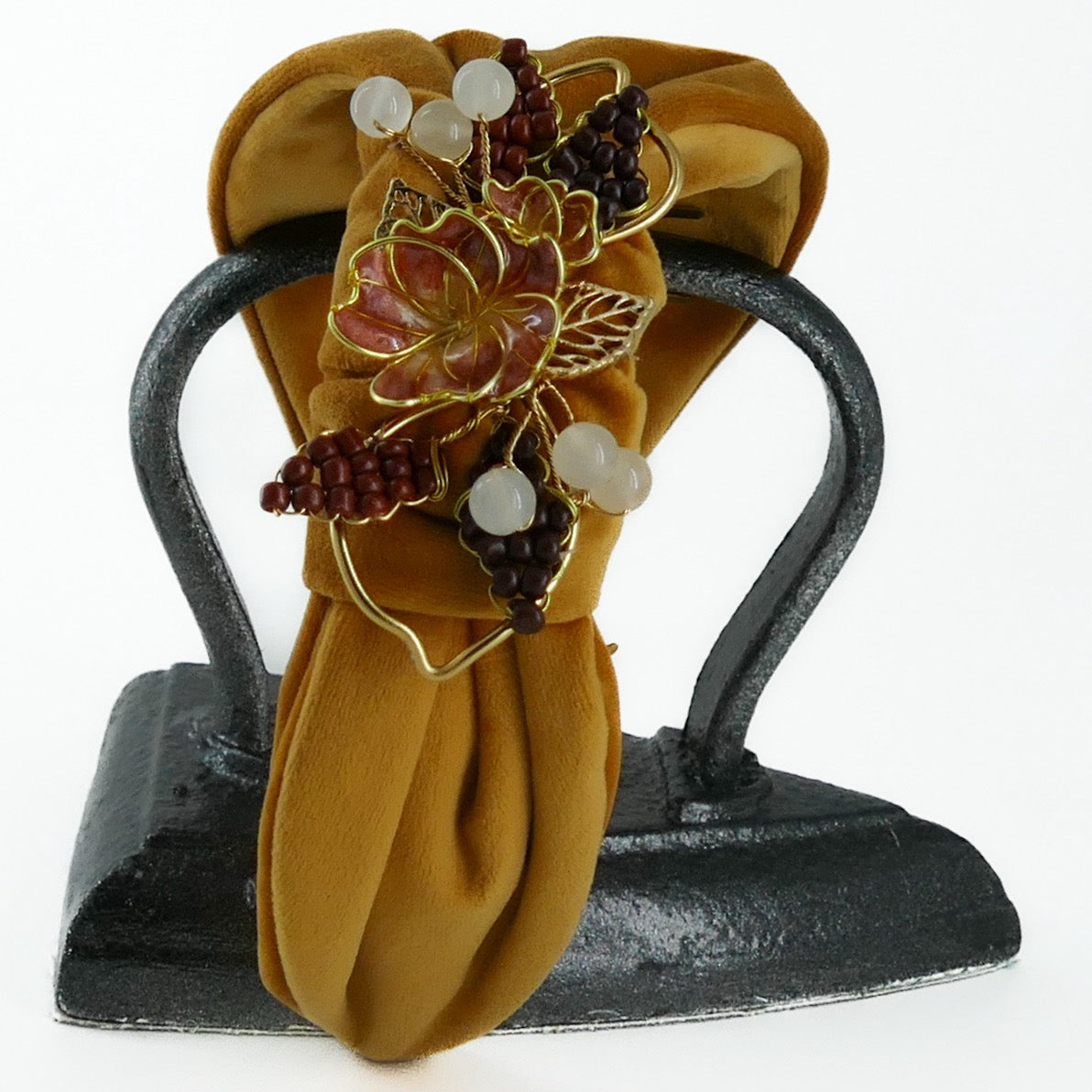 Cerchietto Liberty Vivien in Velluto Arancione Zucca