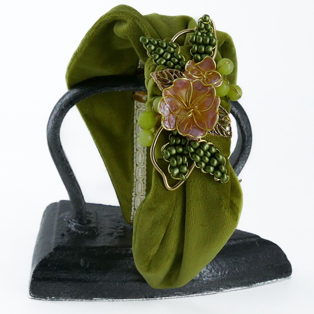 Cerchietto Liberty Vivien in Velluto Verde Cinabro