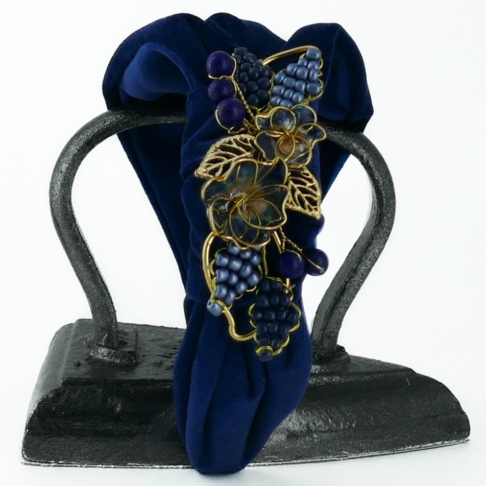 Cerchietto Liberty Vivien in Velluto Blu Intenso