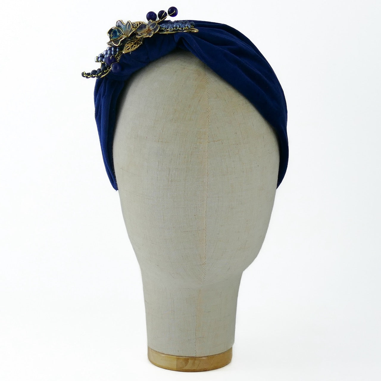 Cerchietto Liberty Vivien in Velluto Blu Intenso