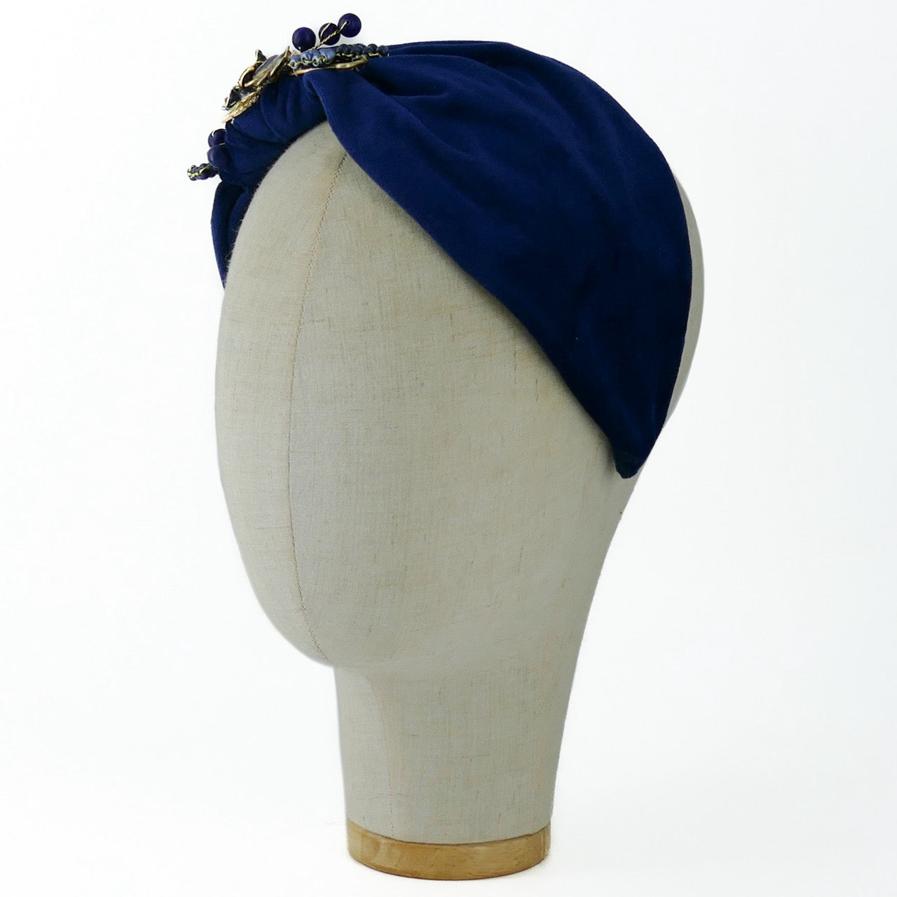 Cerchietto Liberty Vivien in Velluto Blu Intenso