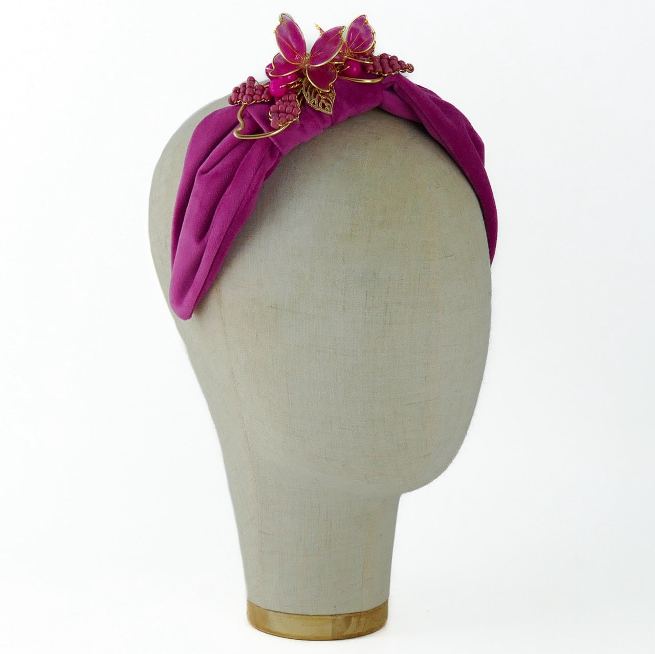 Cerchietto Liberty Vivien in Velluto Rosa Big Bubble