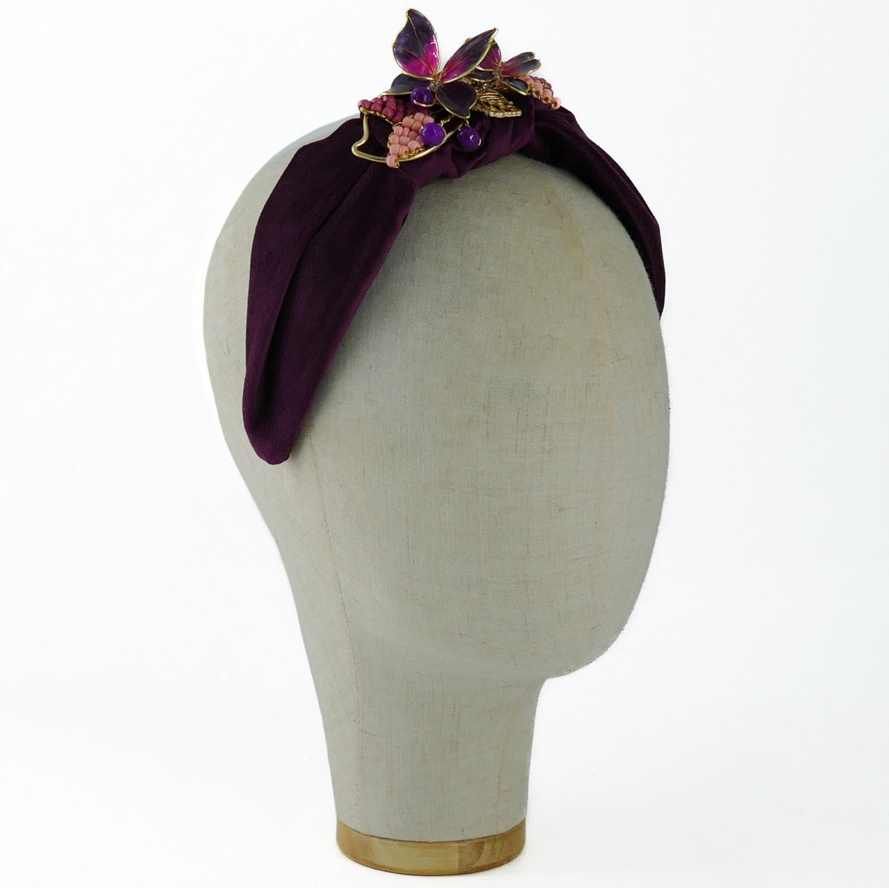 Cerchietto Liberty Vivien in Velluto Viola Melanzana vol.1