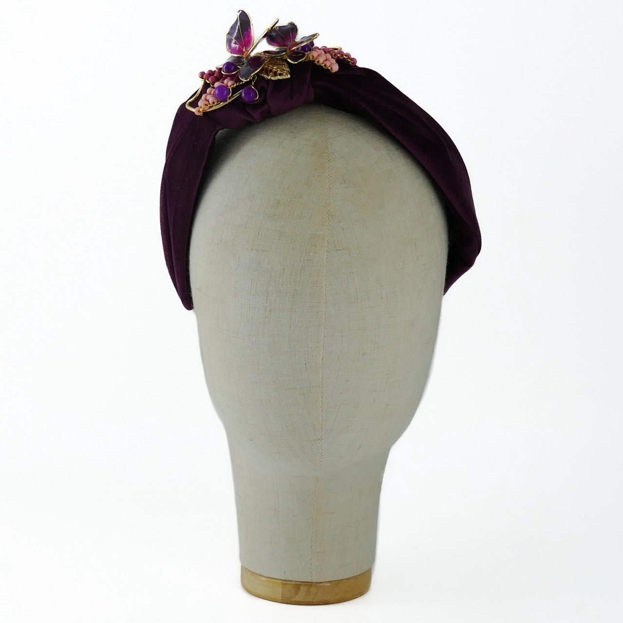 Cerchietto Liberty Vivien in Velluto Viola Melanzana vol.1