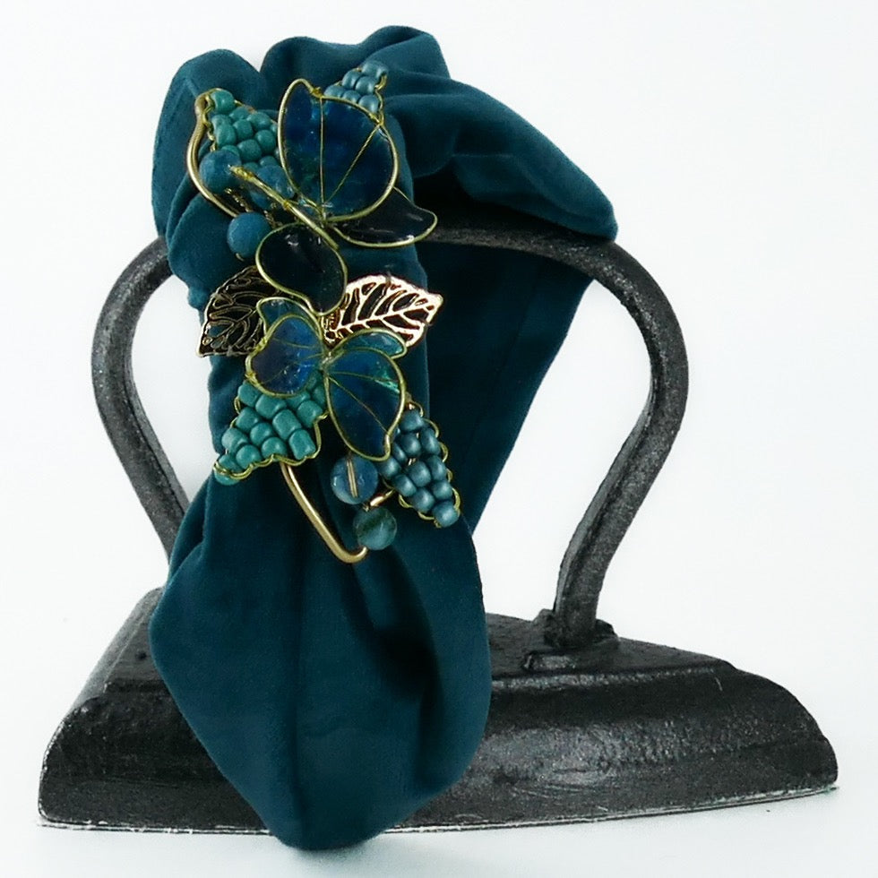 Cerchietto Liberty Vivien in Velluto Verde Pavone