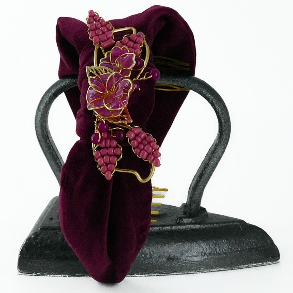 Cerchietto Liberty Vivien in Velluto Bordeaux