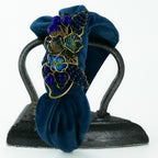 Cerchietto Liberty Vivien in Velluto Blu Ottanio