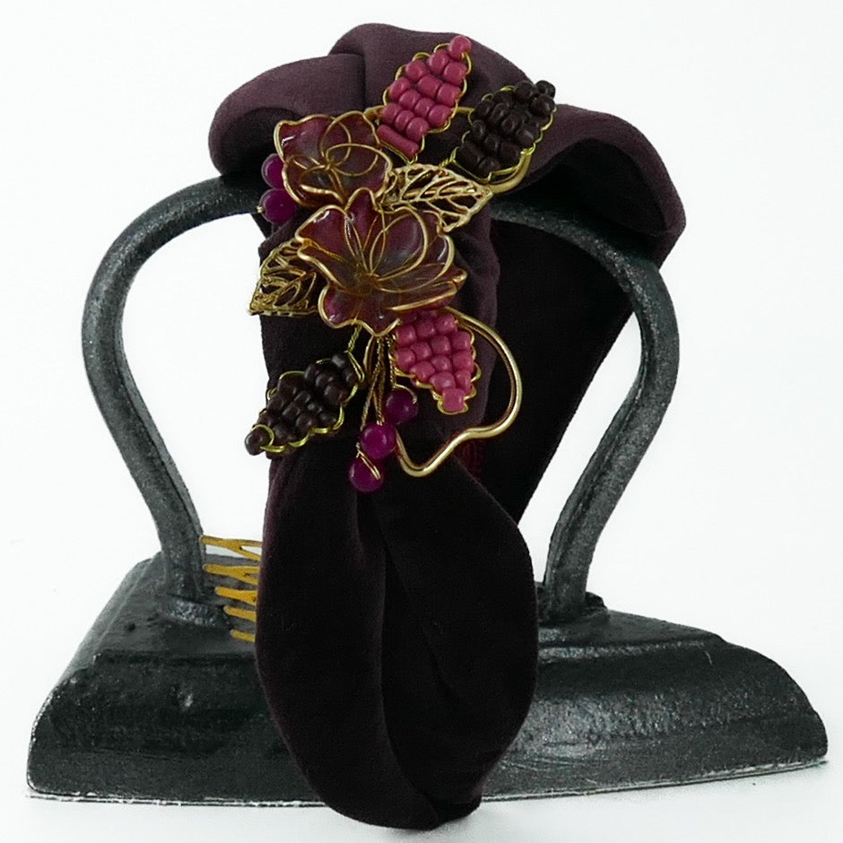 Cerchietto Liberty Vivien in Velluto Marrone Viola