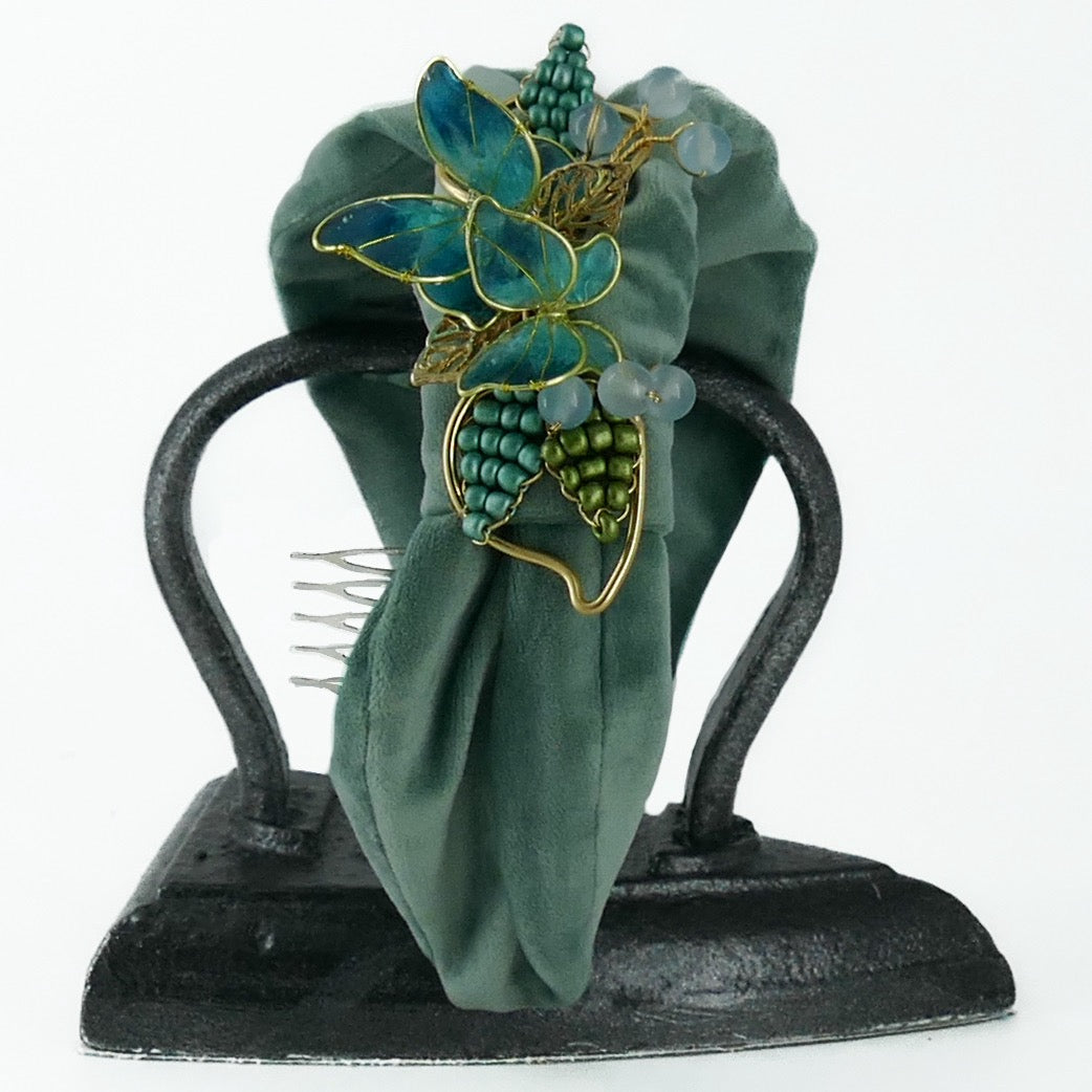 Cerchietto Liberty Vivien in Velluto Acqua Marina