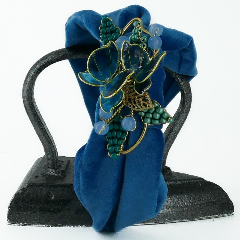 Cerchietto Liberty Vivien in Velluto Azzurro Intenso Vol.2