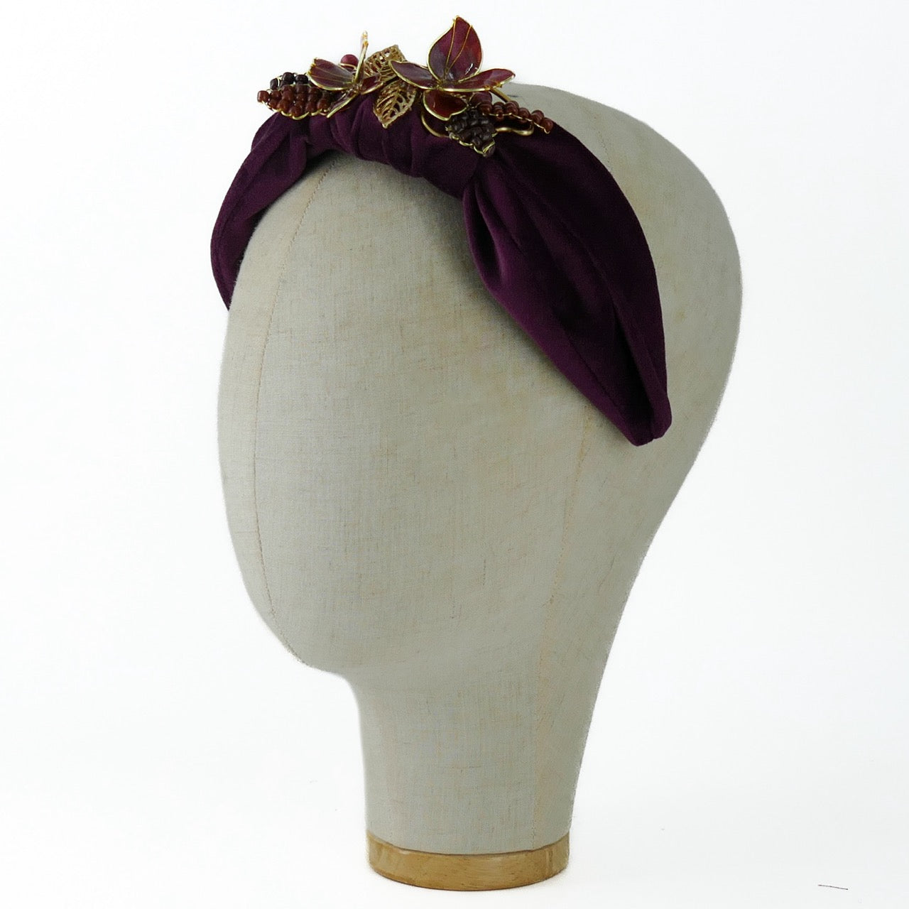 Cerchietto Liberty Vivien in Velluto Viola Melanzana vol.2