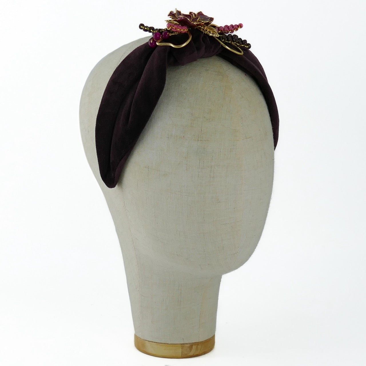 Cerchietto Liberty Vivien in Velluto Marrone Viola