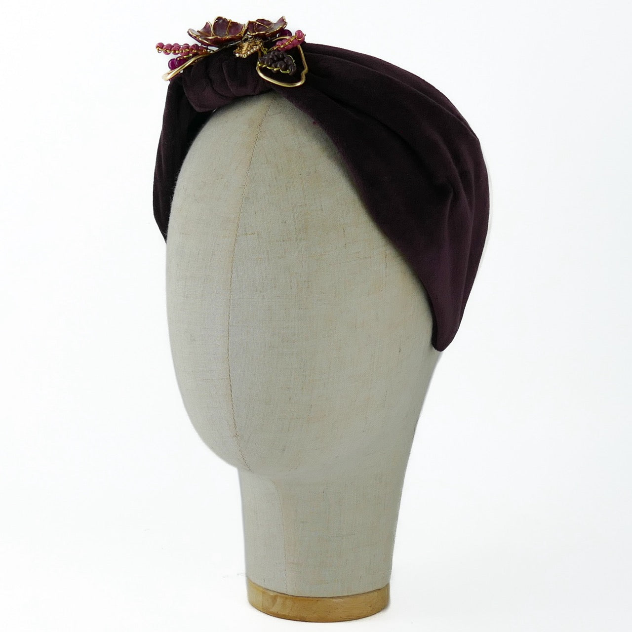 Cerchietto Liberty Vivien in Velluto Marrone Viola