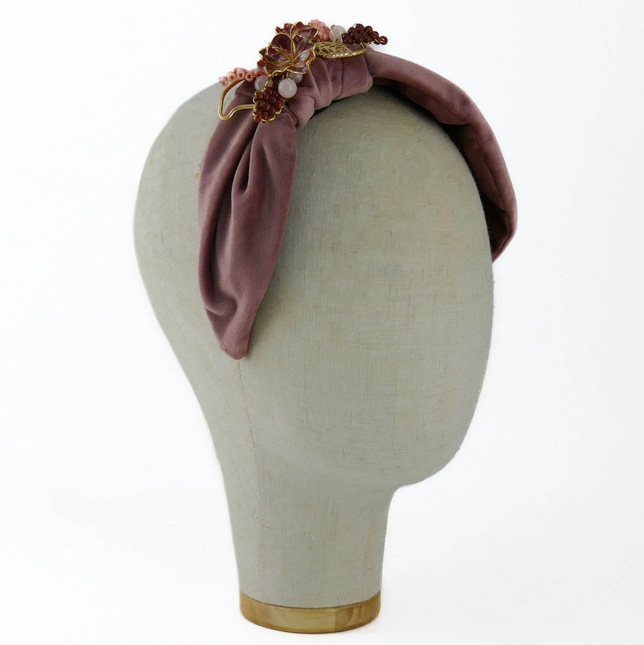 Cerchietto Liberty Vivien in Velluto Rosa Antico