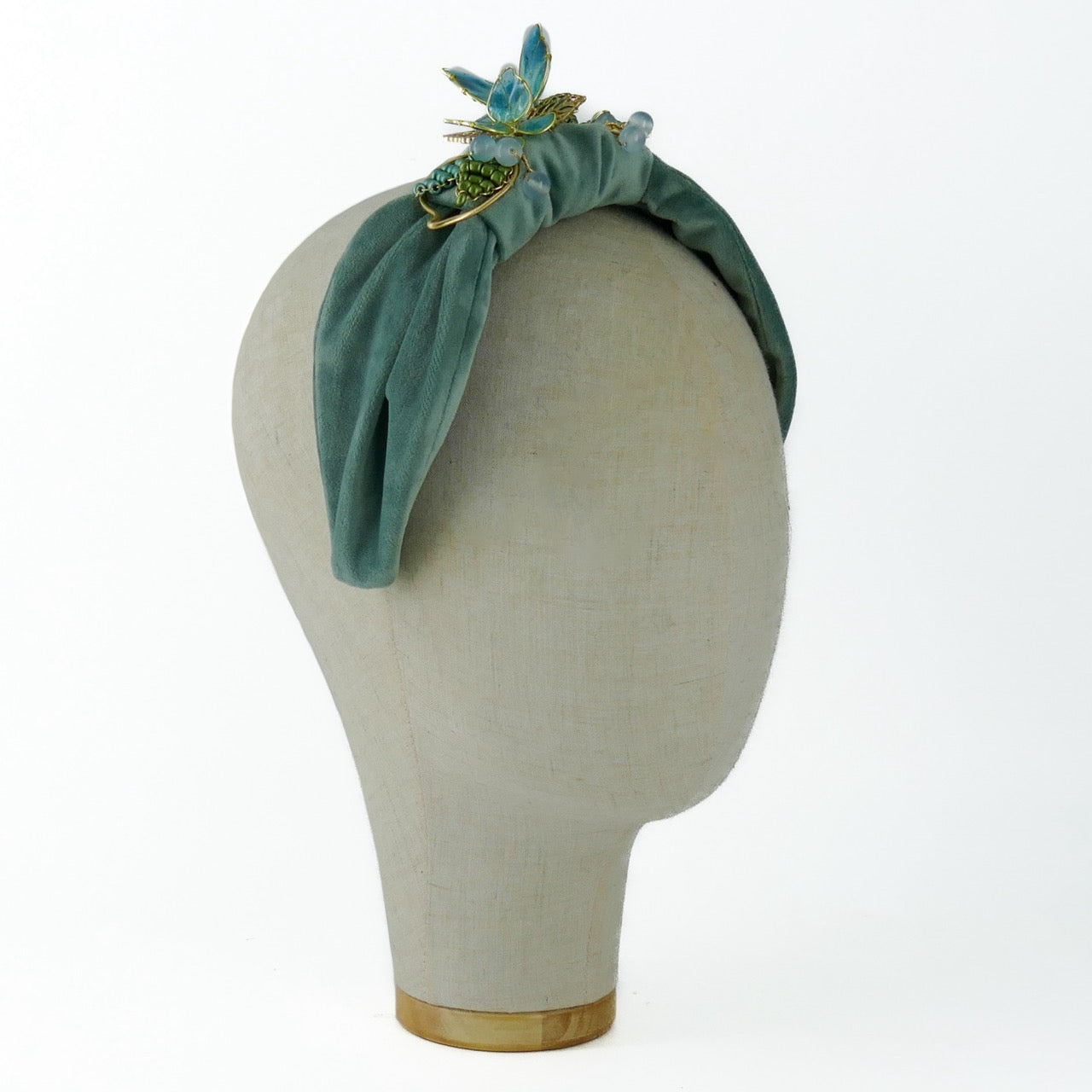 Cerchietto Liberty Vivien in Velluto Acqua Marina