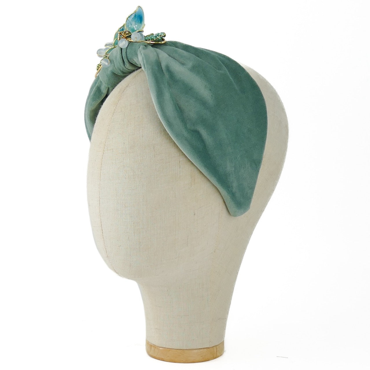 Cerchietto Liberty Vivien in Velluto Acqua Marina