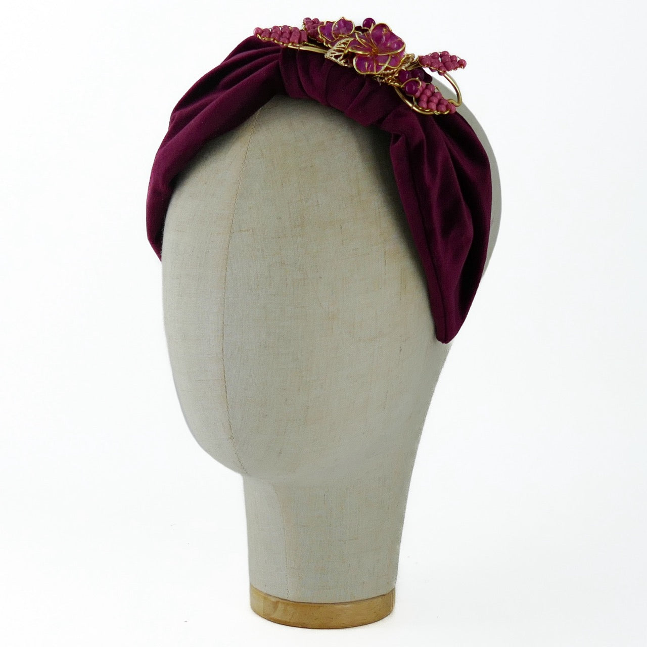 Cerchietto Liberty Vivien in Velluto Bordeaux