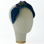 Cerchietto Liberty Vivien in Velluto Blu Ottanio