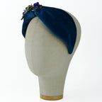 Cerchietto Liberty Vivien in Velluto Blu Ottanio